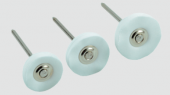 MINIATURBÜRSTEN, SCHEIBEN-NESSELSTOFF Miniaturbürsten mit Scheibchen aus Baumwollstoff (Nessel) – montiert für das Handstück. VE.12St.
